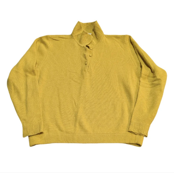 Vintage Mustard Yellow Knit Lambswool Angora Rabbit Hair Sweater Gold - Picture 1 of 9